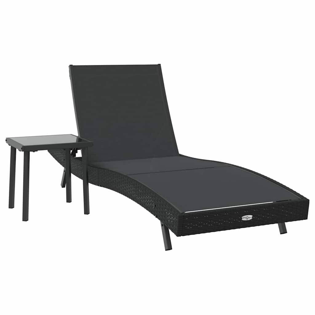 vidaXL Sonnenliege 2 pcs Schwarz Poly-Rattan