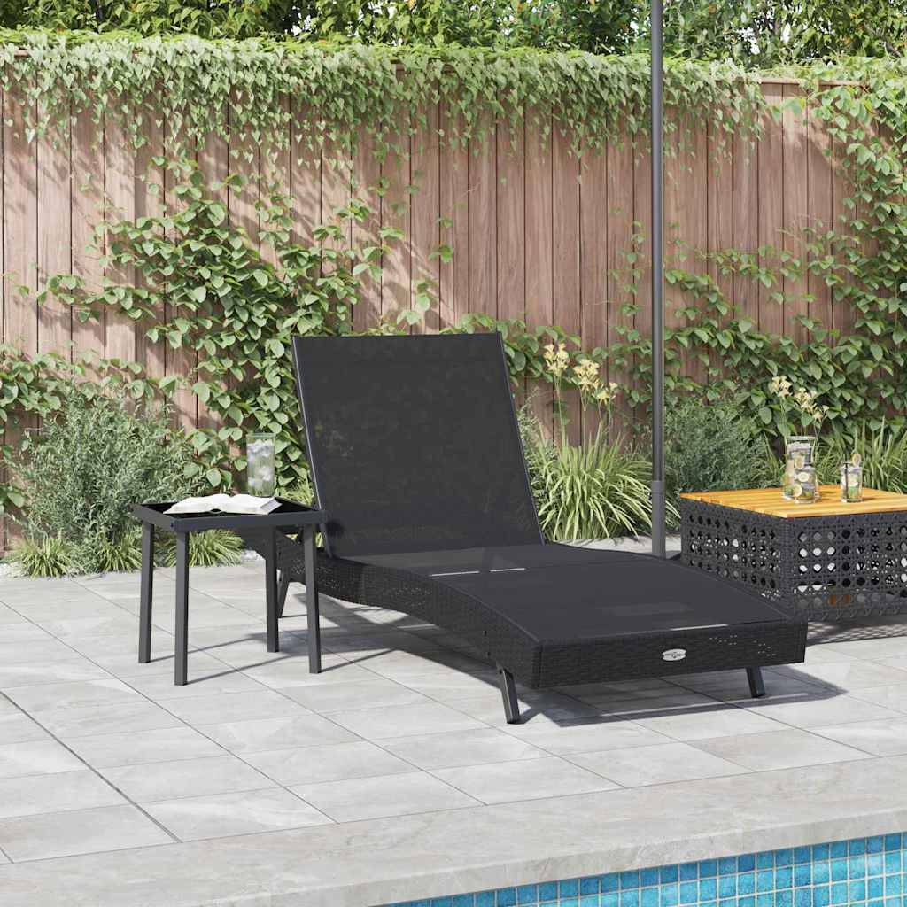 vidaXL Sonnenliege 2 pcs Schwarz Poly-Rattan