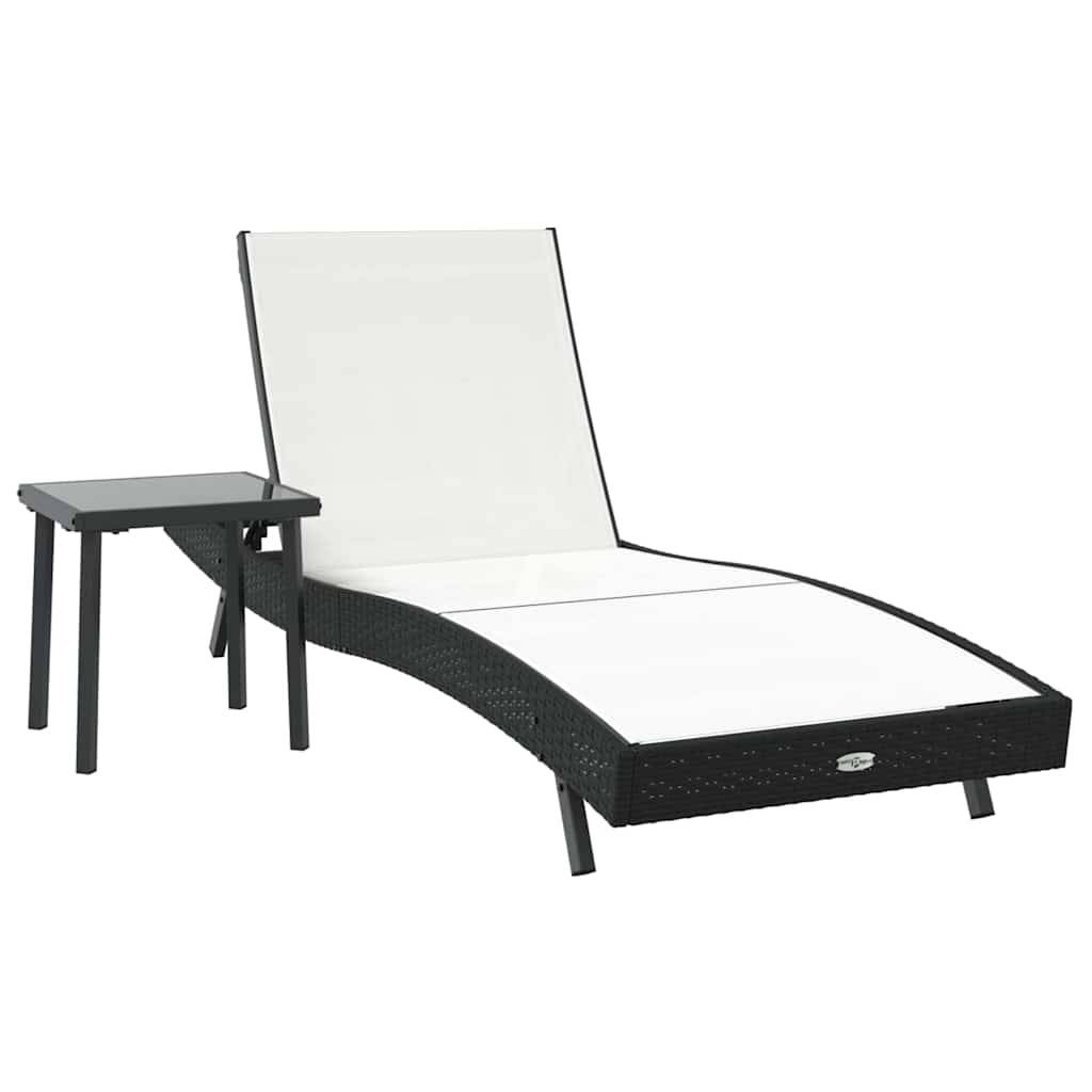vidaXL Sonnenliege 2 pcs Schwarz und Weiß Poly-Rattan
