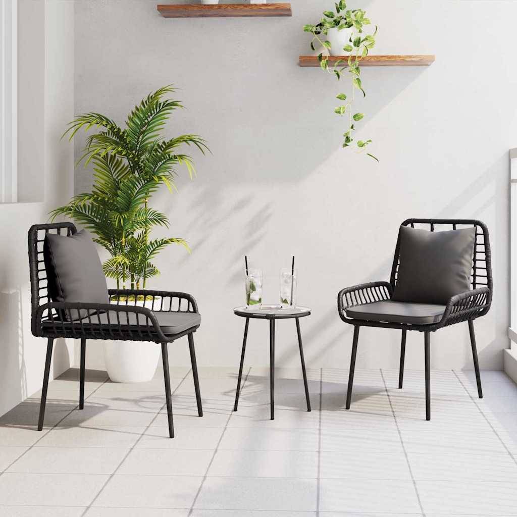 vidaXL Garten Essgruppe 3 pcs Schwarz und Anthrazit Poly-Rattan