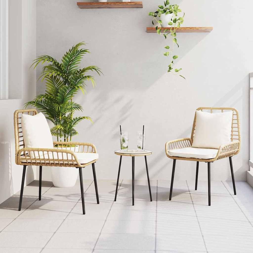 vidaXL Garten Essgruppe 3 pcs Braun und Creme Poly-Rattan