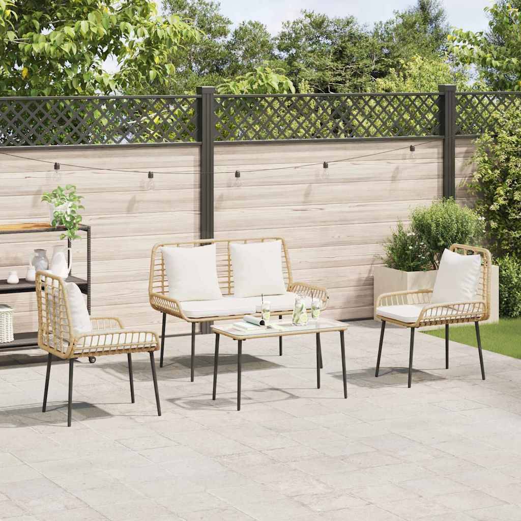 vidaXL Garten Essgruppe 3 pcs Braun und Creme Poly-Rattan