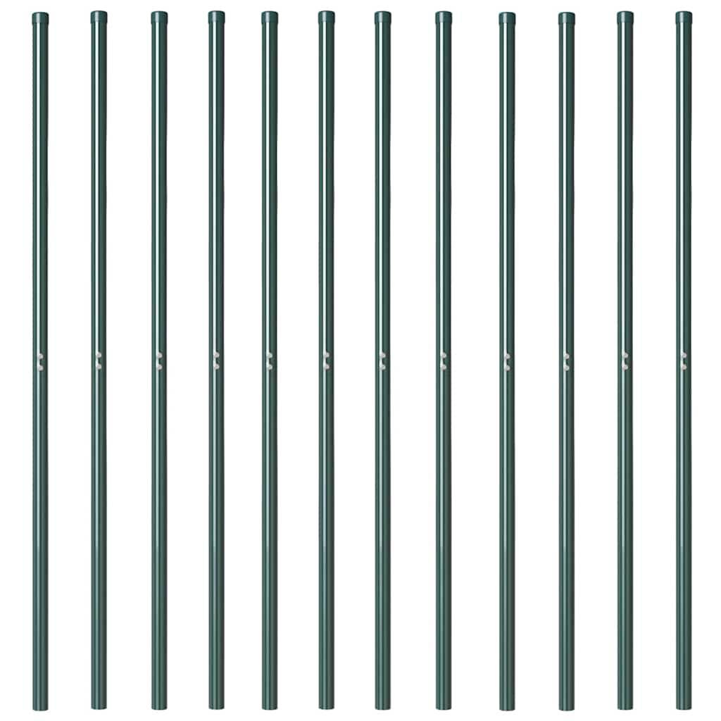 vidaXL Zaunpfosten 12 pcs Grün Pulverbeschichteter Stahl