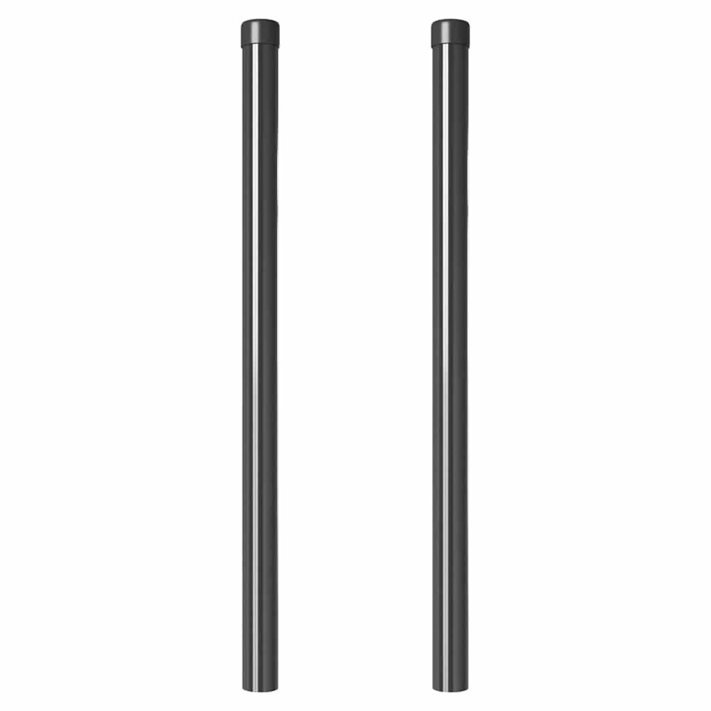vidaXL Zaunpfosten 2 pcs Grau 80 cm Pulverbeschichteter Stahl
