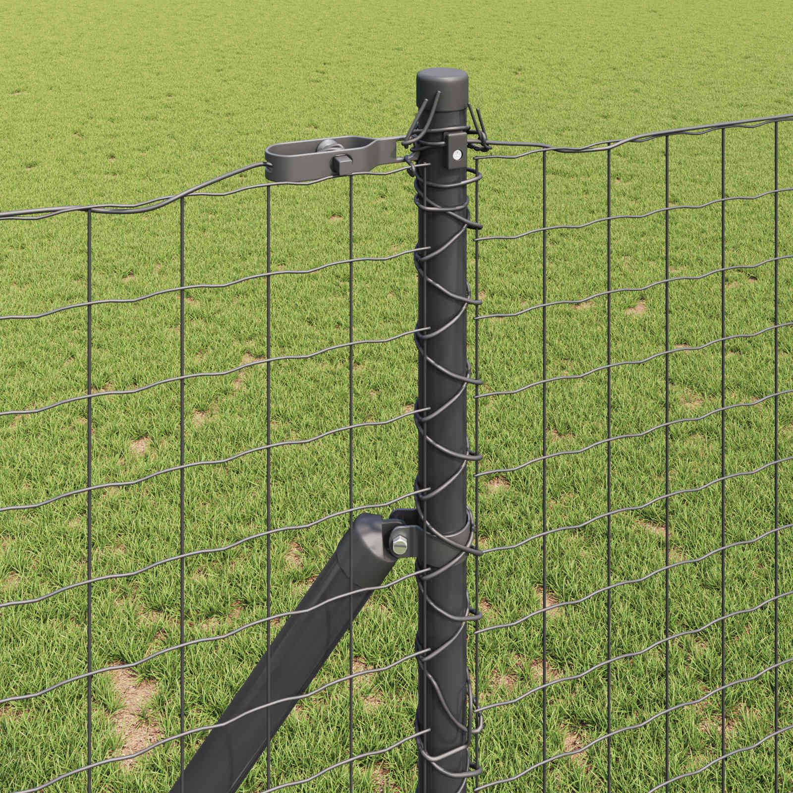 vidaXL Zaunpfosten 2 pcs Grau Pulverbeschichteter Stahl