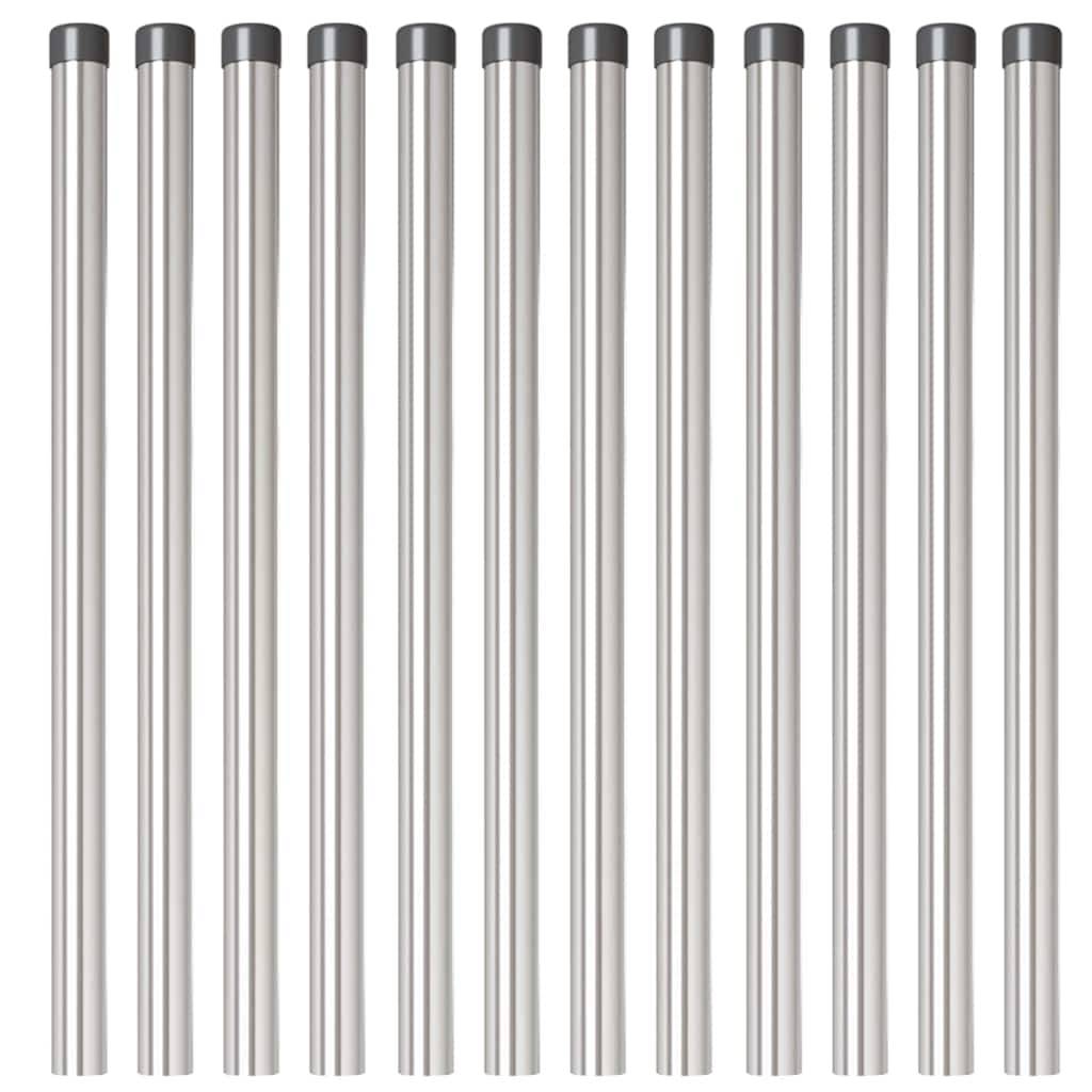 vidaXL Zaunpfosten 12 pcs Silber 90 cm Pulverbeschichteter Stahl