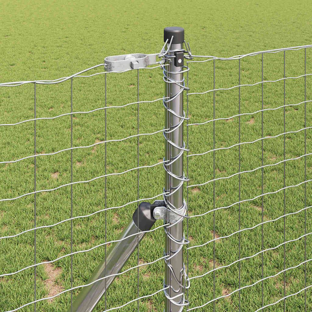vidaXL Zaunpfosten 2 pcs Silber Pulverbeschichteter Stahl