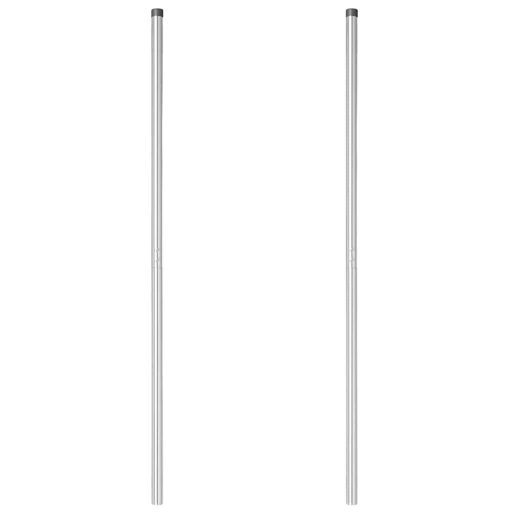vidaXL Zaunpfosten 2 pcs Silber Pulverbeschichteter Stahl