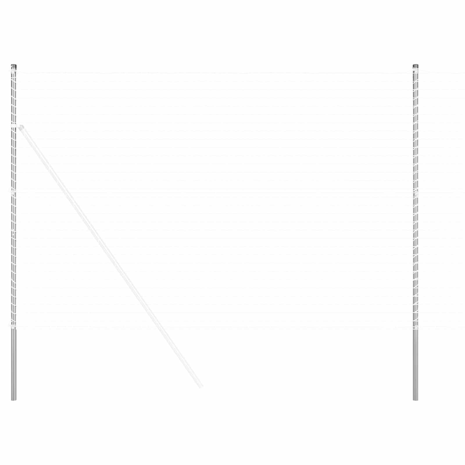 Weiße Wäscheleine mit vier Leinen und zwei vertikalen Stangen an jeder Seite vor einem einfarbigen Hintergrund.