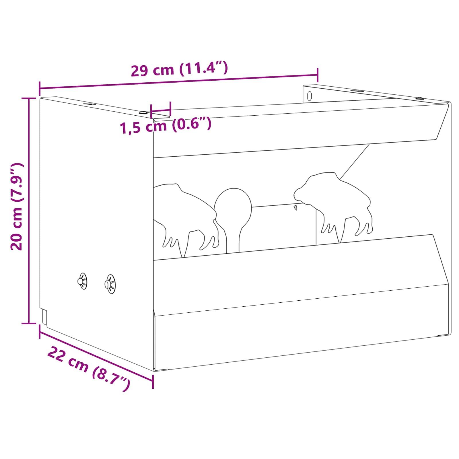 Wandmontierter Papiertuchspender Abmessungen: 29 cm (11,4