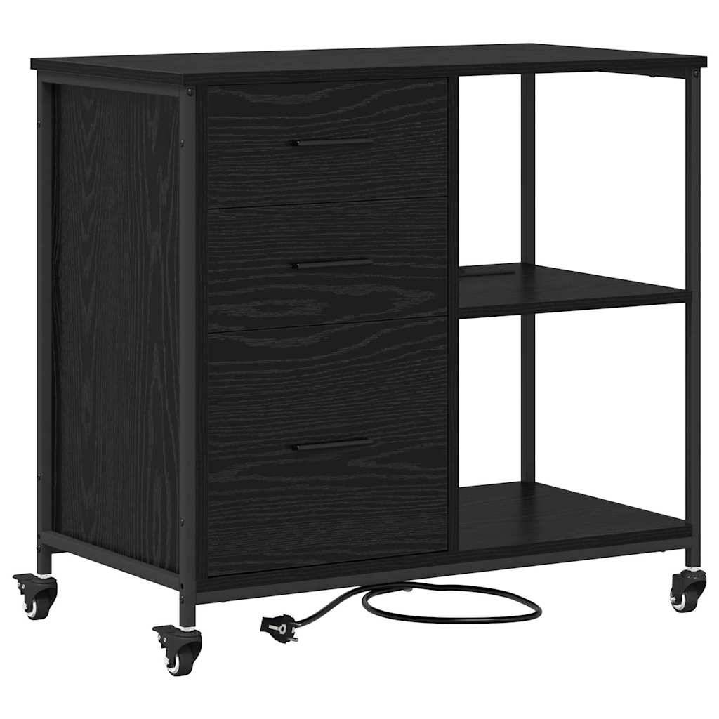 vidaXL Schrank mit Ladestation Schwarz Eichen-Optik 76 x 41 x 72 cm