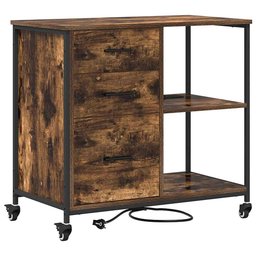 vidaXL Schrank mit Ladestation Geräucherte Eiche 76 x 41 x 72 cm