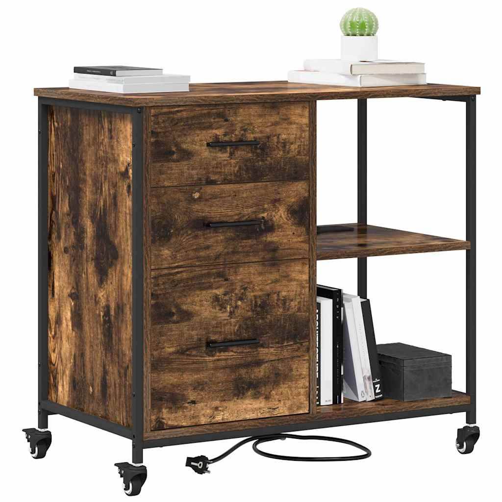 vidaXL Schrank mit Ladestation Geräucherte Eiche 76 x 41 x 72 cm