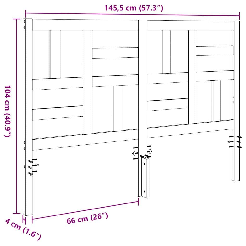 Kopfteildimensionen: 145,5 cm breit, 104 cm hoch. Beinhöhe 4 cm. Abstand zwischen den Beinen 66 cm. Dimensionen auch in Zoll.