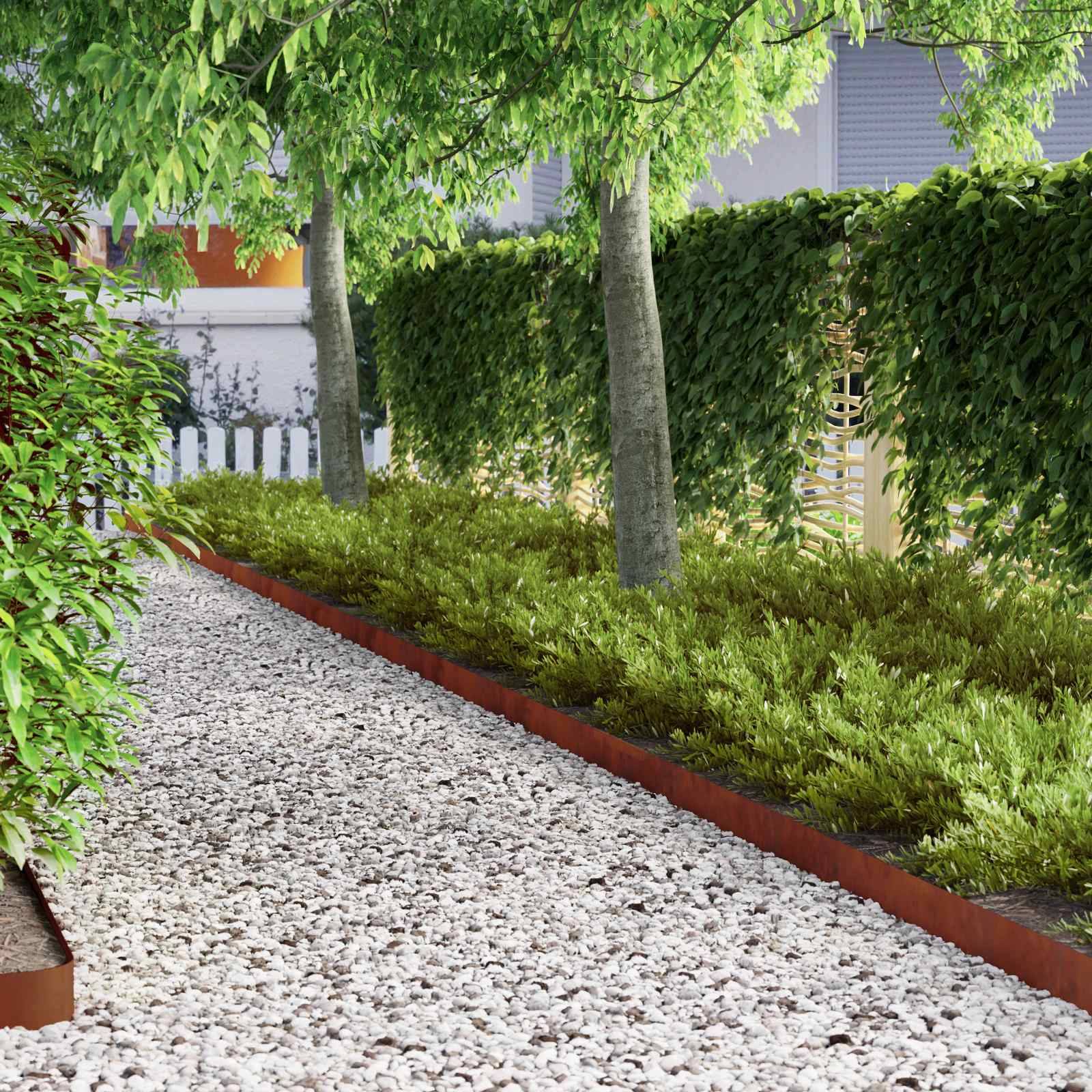 vidaXL Raseneinfassung 4 pcs Rostig 450 x 0,05 x 10 cm Wetterfeststahl