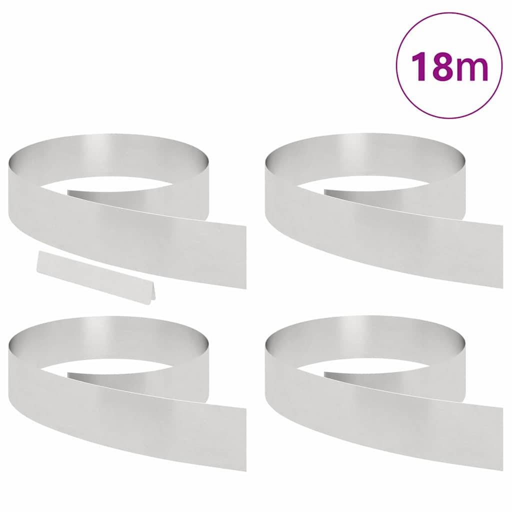 vidaXL Raseneinfassung 4 pcs Silber 450 x 0,05 x 15 cm Edelstahl