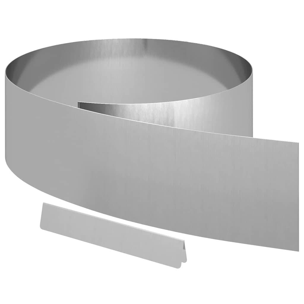 vidaXL Raseneinfassung Silber 450 x 0,05 x 20 cm Verzinkter Stahl