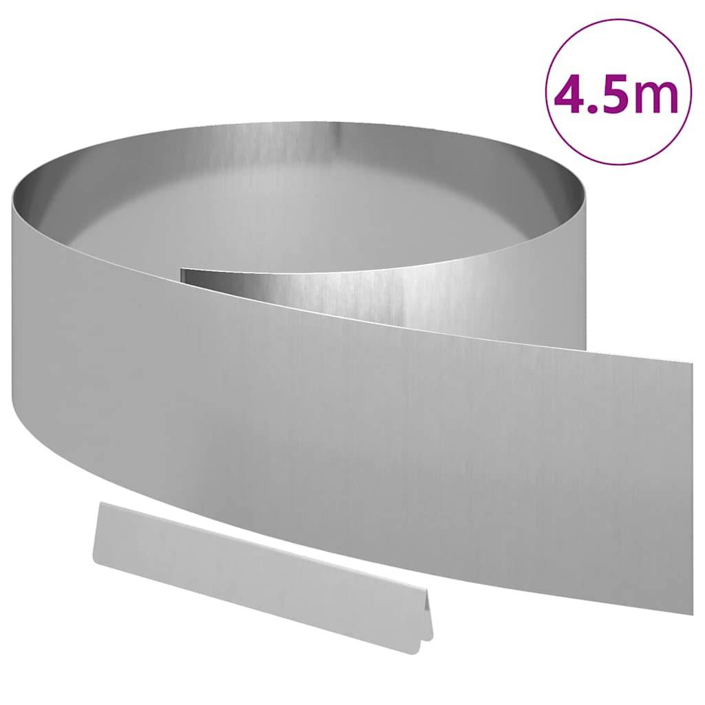 vidaXL Raseneinfassung Silber 450 x 0,05 x 20 cm Verzinkter Stahl