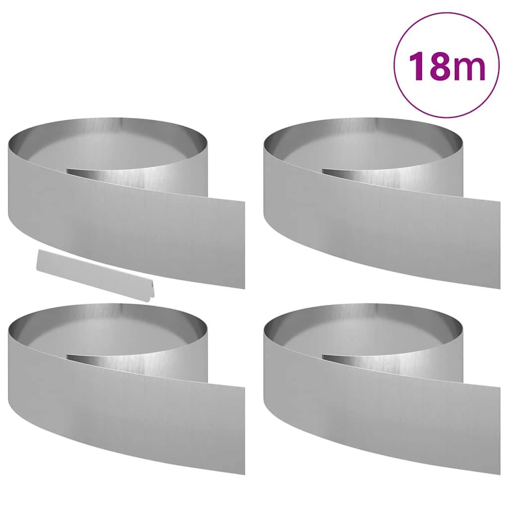vidaXL Raseneinfassung 4 pcs Silber 450 x 0,05 x 20 cm
