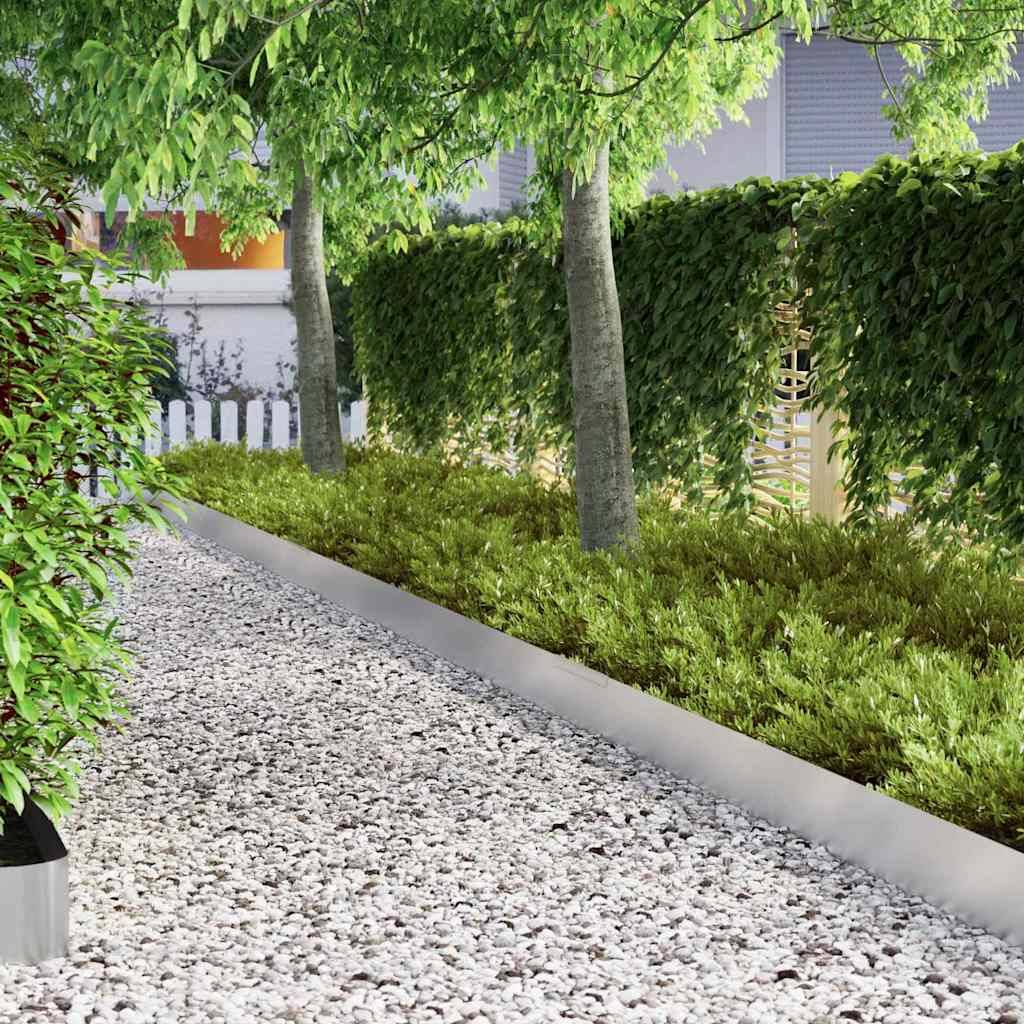 vidaXL Raseneinfassung 4 pcs Silber 450 x 0,05 x 20 cm Edelstahl
