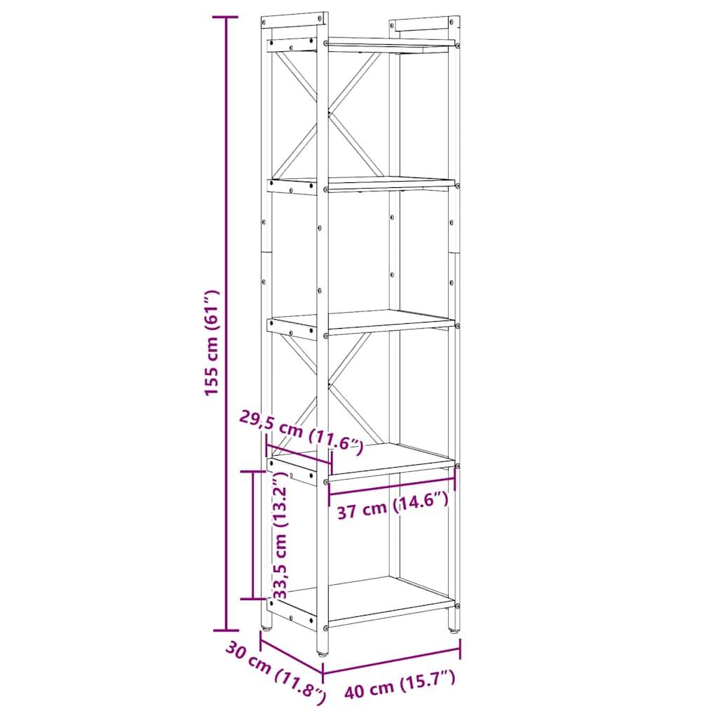 vidaXL Bücherregal Geräucherte Eiche 40 x 30 x 155 cm Holzwerkstoff