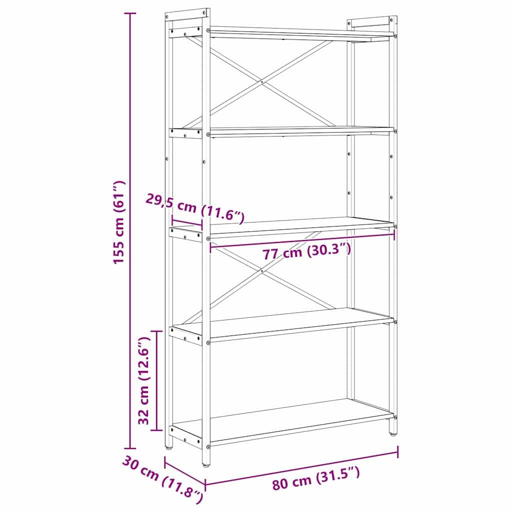 Schematische Darstellung eines Regals mit Maßen: Höhe 155 cm (61
