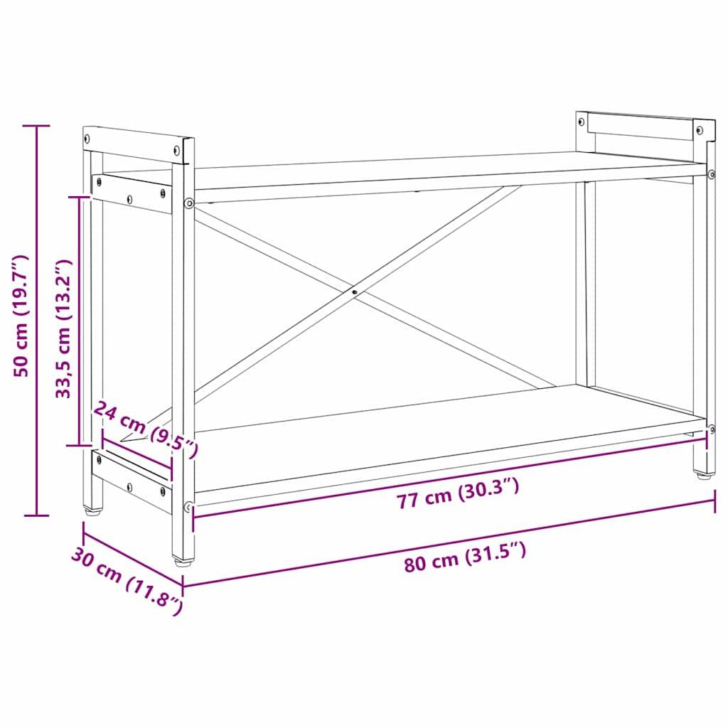 vidaXL Bücherregal Altholz 80 x 30 x 50 cm Holzwerkstoff