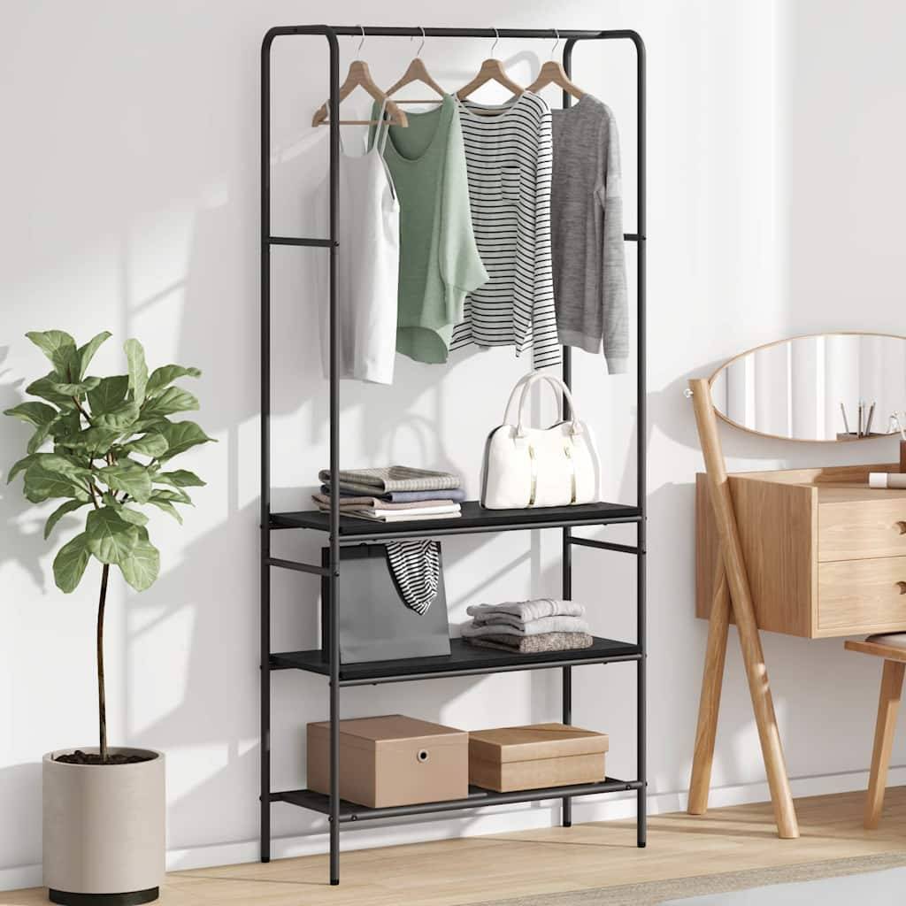 vidaXL Kleiderständer mit Regal Schwarz Eichen-Optik 77 x 30 x 171 cm