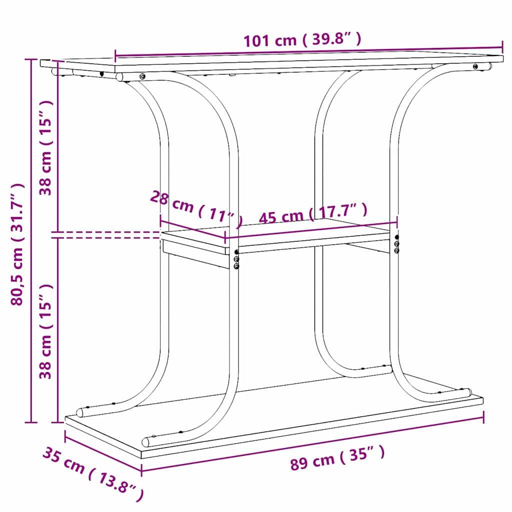 vidaXL Konsolentisch Altholz 101 x 35 x 80,5 cm Holzwerkstoff