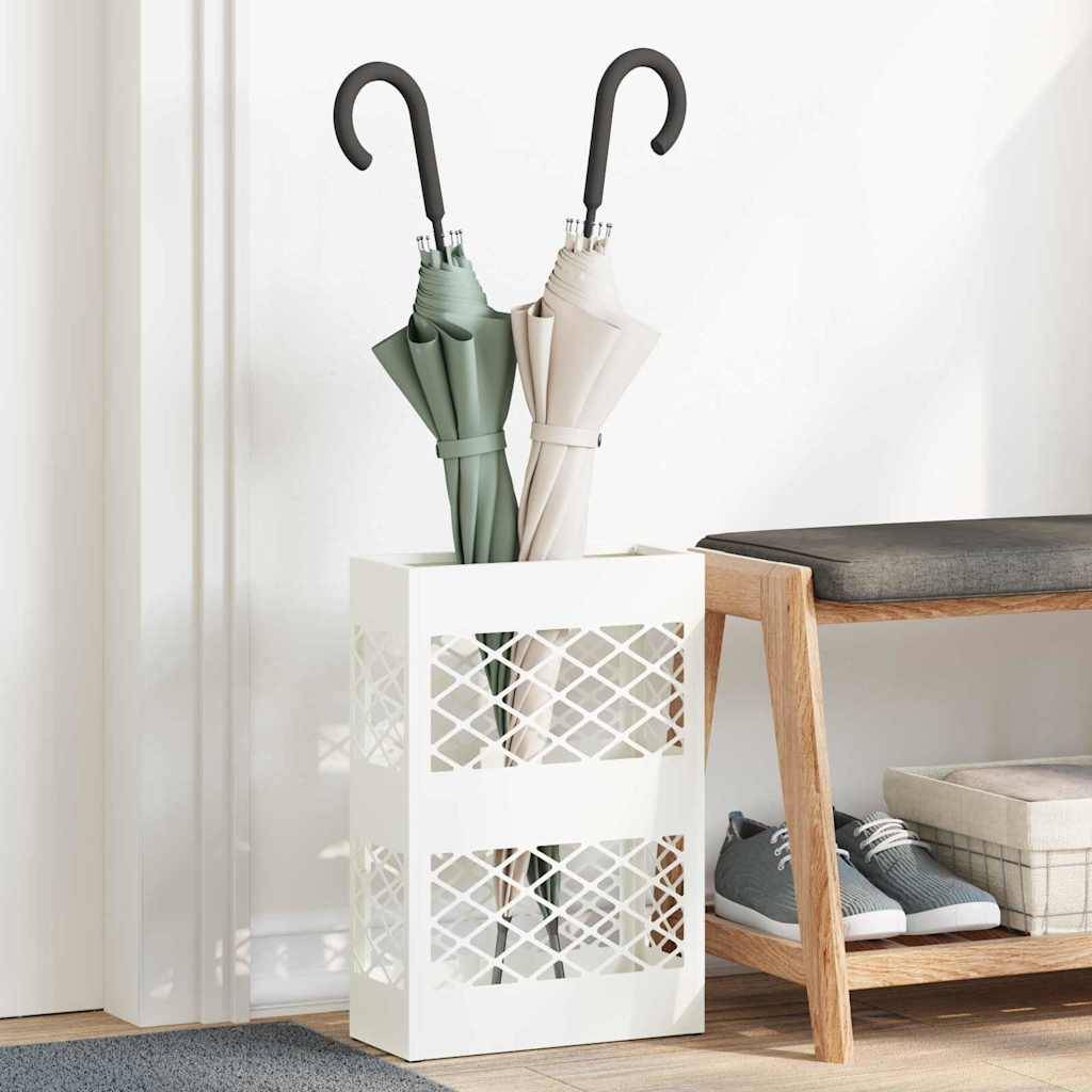 vidaXL Sonnenschirmhalter Weiß 28 x 12 x 41 cm Stahl