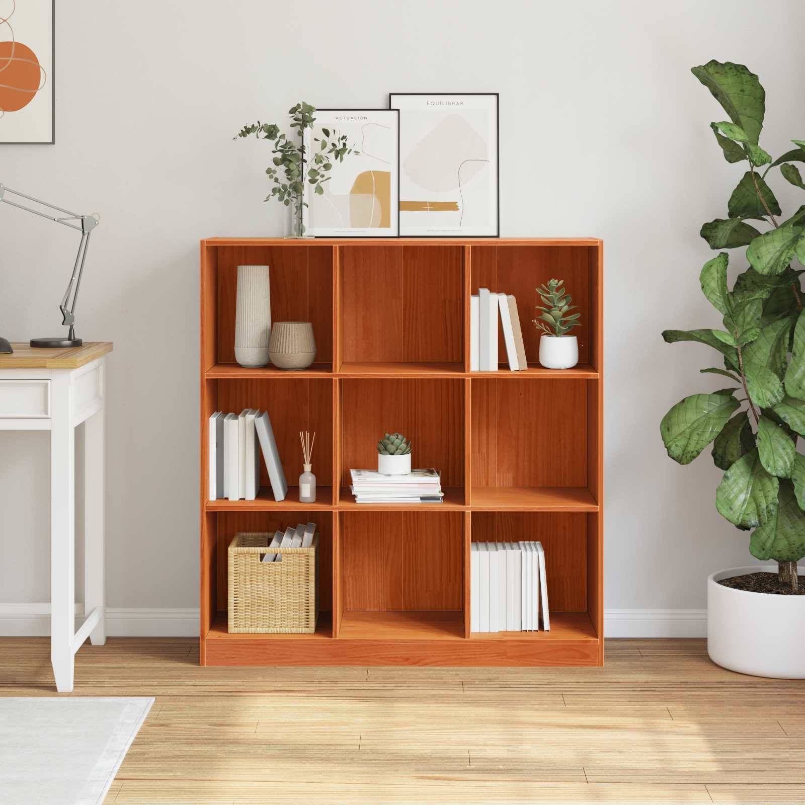 vidaXL Bücherregal Wachsbraun 104 x 33 x 110 cm Massives Kiefernholz