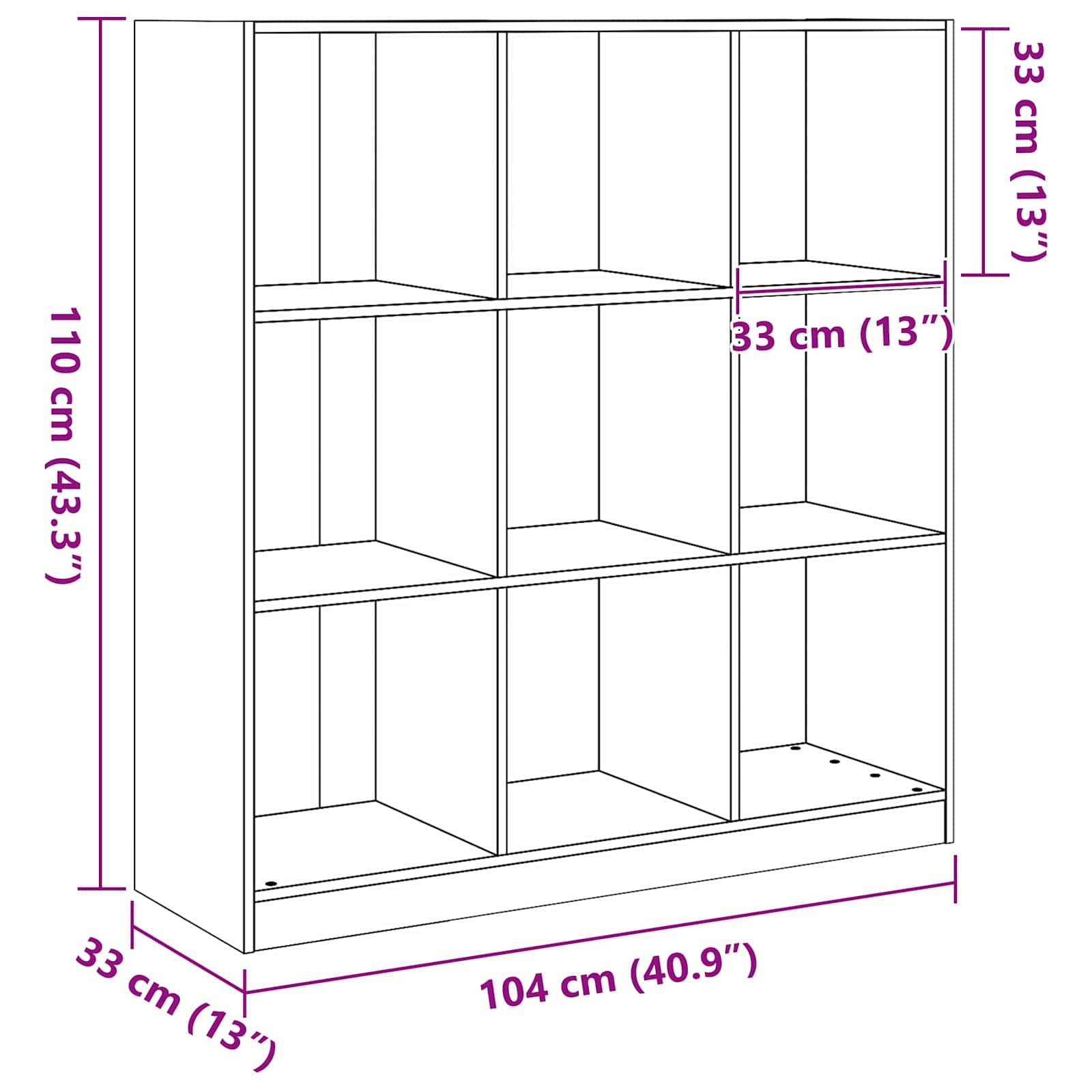 vidaXL Bücherregal Wachsbraun 104 x 33 x 110 cm Massives Kiefernholz