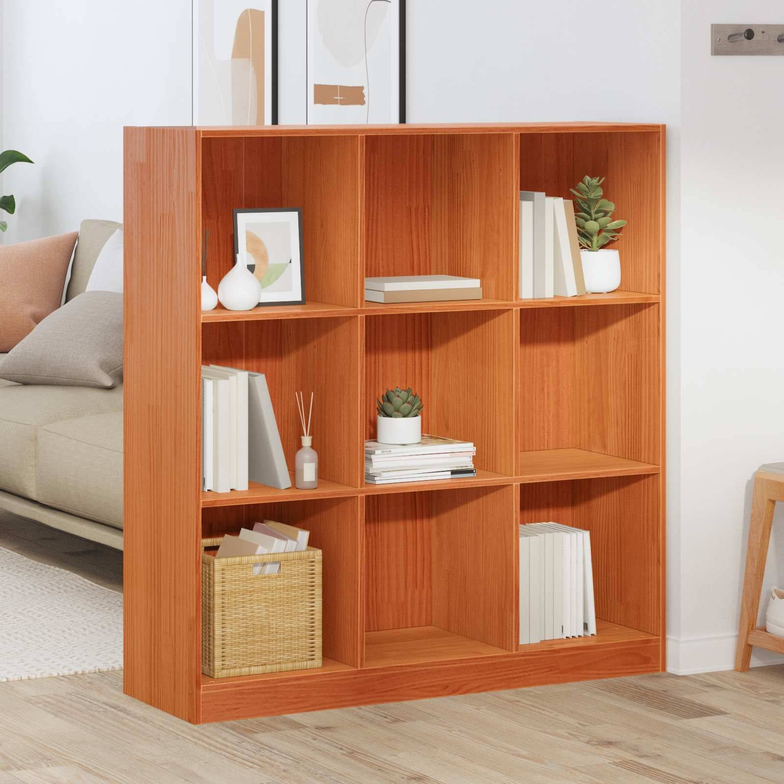 vidaXL Bücherregal Wachsbraun 104 x 33 x 110 cm Massives Kiefernholz
