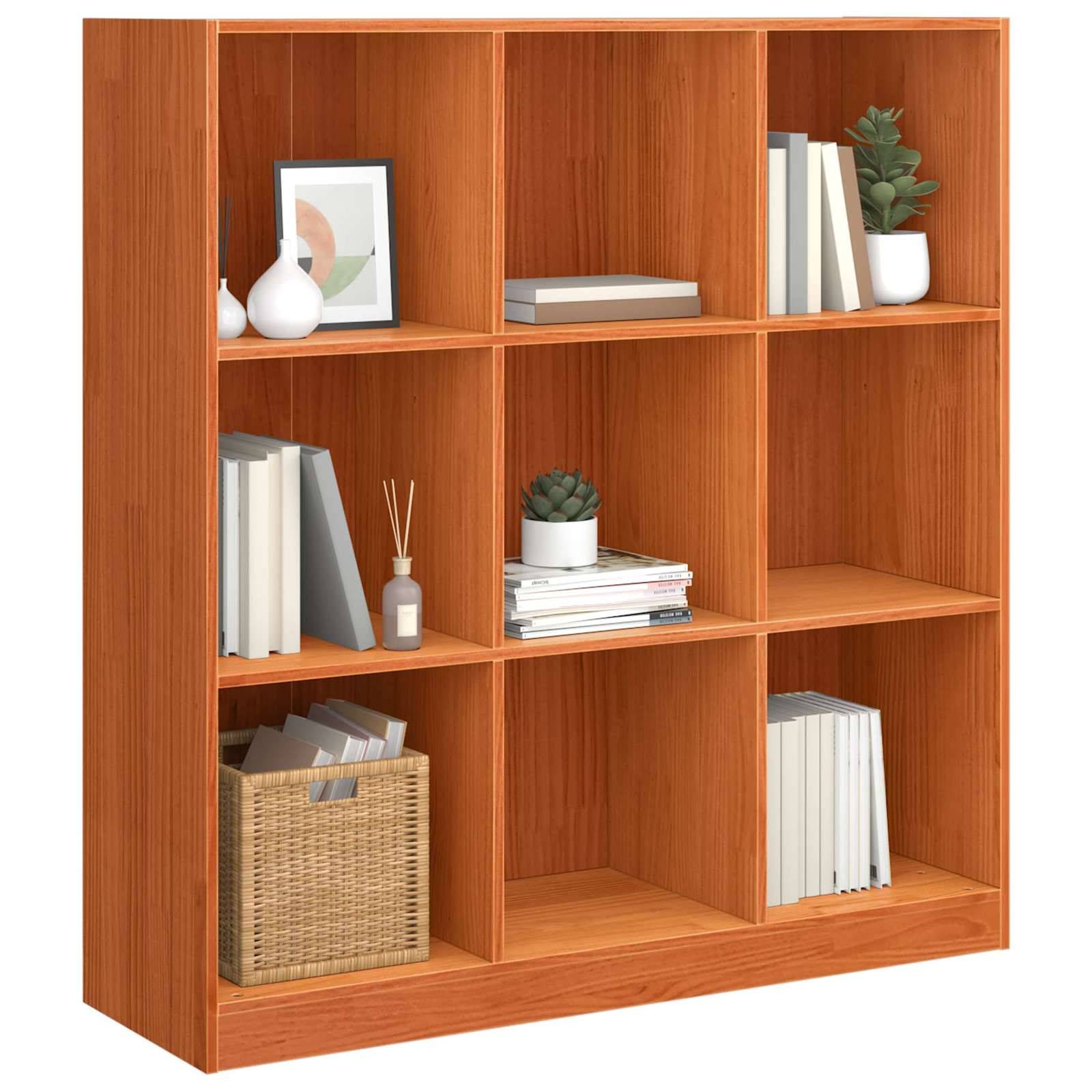 vidaXL Bücherregal Wachsbraun 104 x 33 x 110 cm Massives Kiefernholz