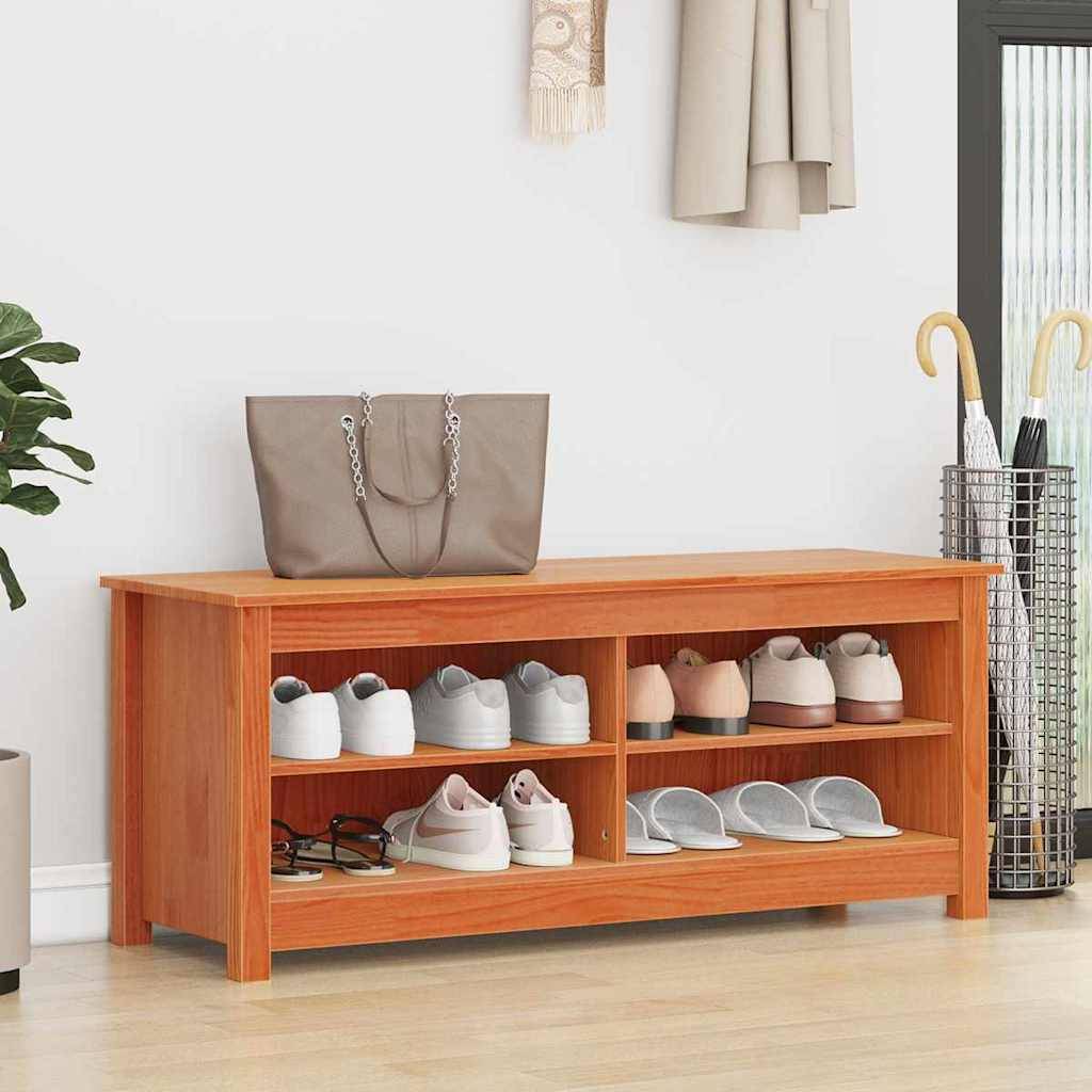 vidaXL Sitzbank mit Stauraum mit Regal Wachsbraun 110 x 38 x 45,5 cm