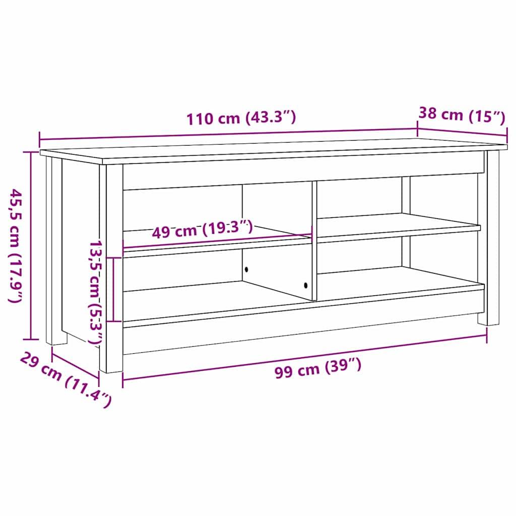 vidaXL Sitzbank mit Stauraum mit Regal Wachsbraun 110 x 38 x 45,5 cm