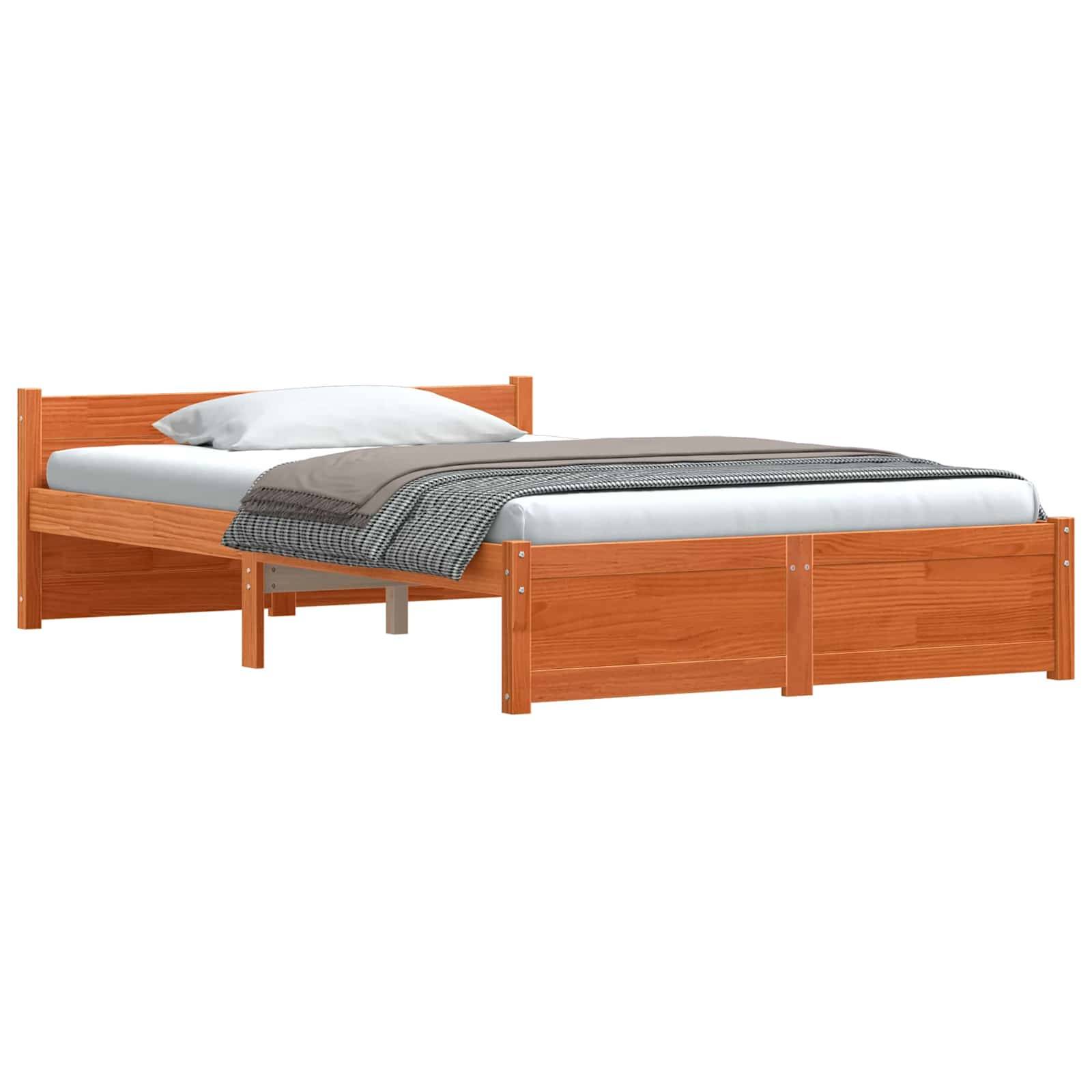 vidaXL Bettrahmen mit Kopfteil Wachsbraun 205,5 x 125,5 x 51 cm