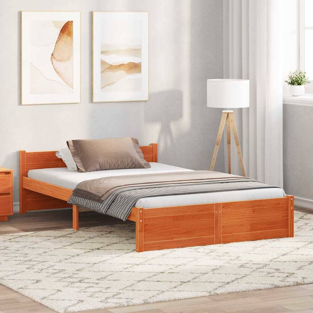 vidaXL Bettrahmen mit Kopfteil Wachsbraun 195,5 x 125,5 x 51 cm