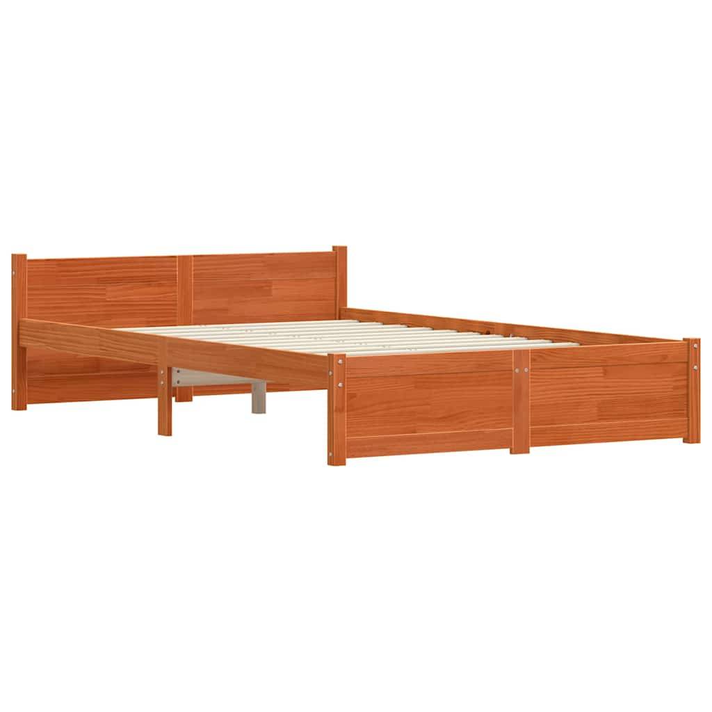 vidaXL Bettrahmen mit Kopfteil Wachsbraun 205,5 x 125,5 x 51 cm