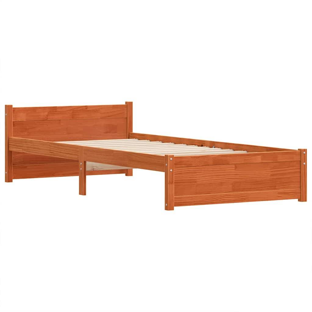 vidaXL Bettrahmen mit Kopfteil Wachsbraun 205,5 x 105,5 x 51 cm