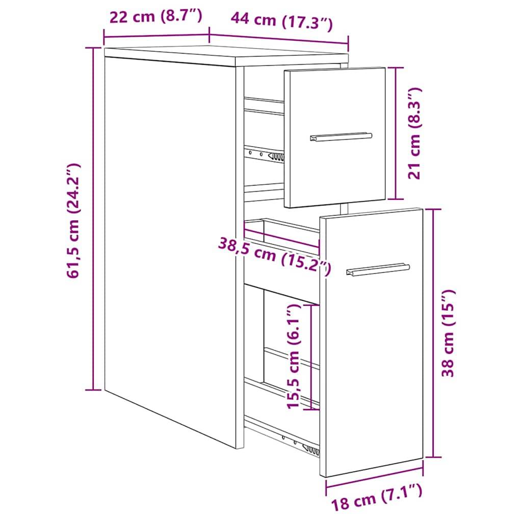 vidaXL Badezimmermöbel-Set Schwarz Eichen-Optik 22 x 44 x 61,5 cm