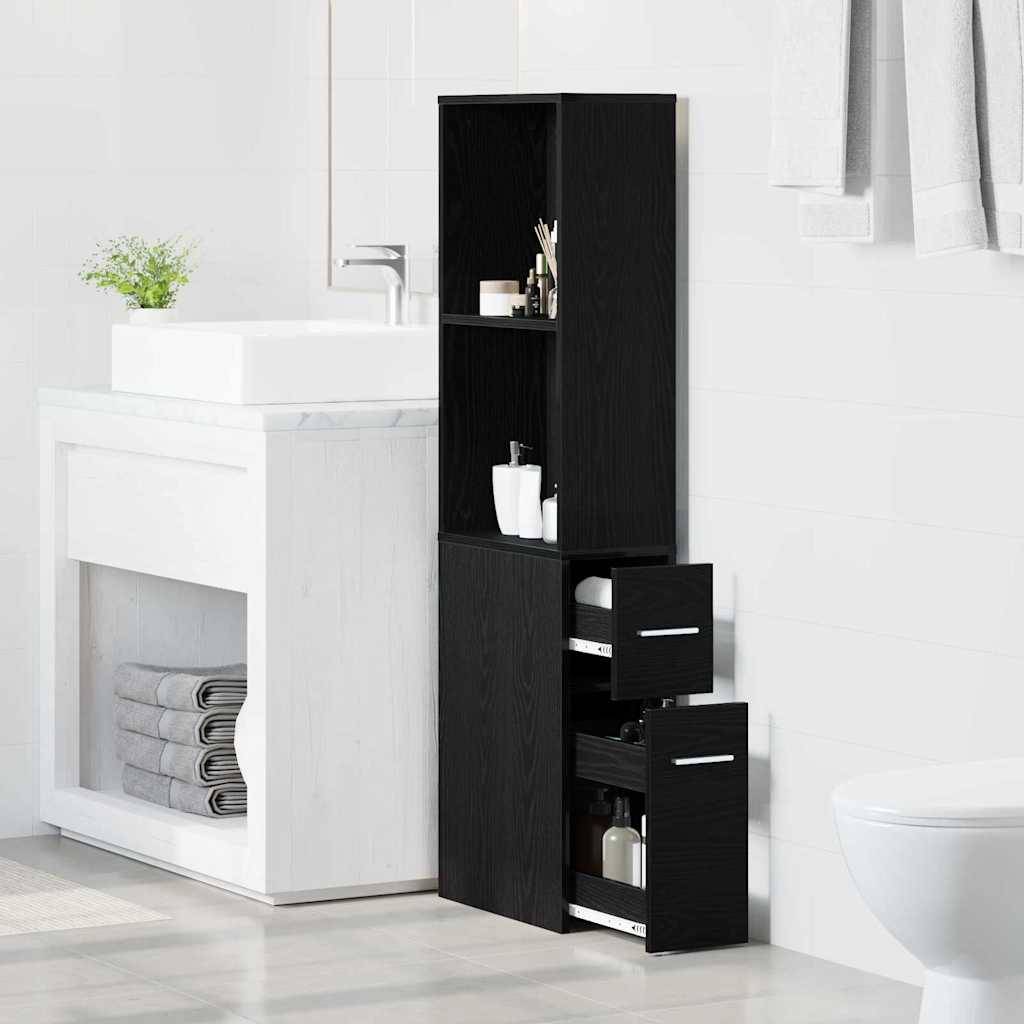 vidaXL Badezimmermöbel-Set Schwarz Eichen-Optik 22 x 41 x 135 cm