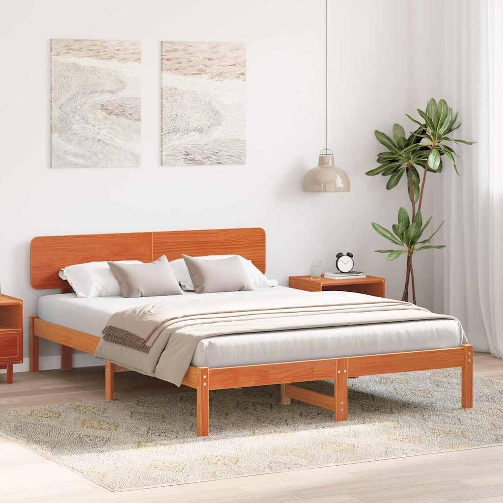 vidaXL Bettrahmen Wachsbraun 160 x 200 cm Massives Kiefernholz