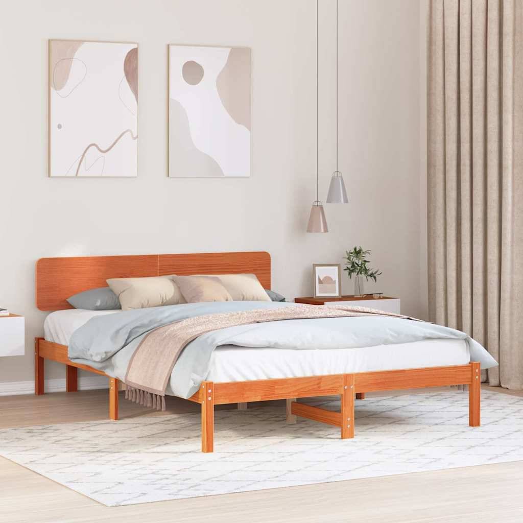 vidaXL Bettrahmen Wachsbraun 160 x 200 cm Massives Kiefernholz