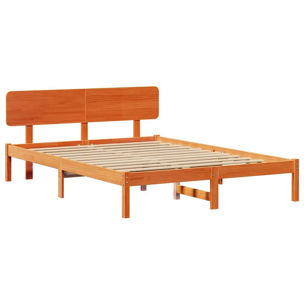 vidaXL Bettrahmen Wachsbraun 160 x 200 cm Massives Kiefernholz
