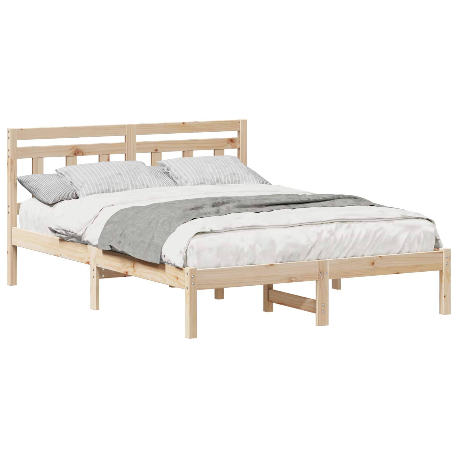 vidaXL Bettrahmen Braun 120 x 200 cm Massives Kiefernholz