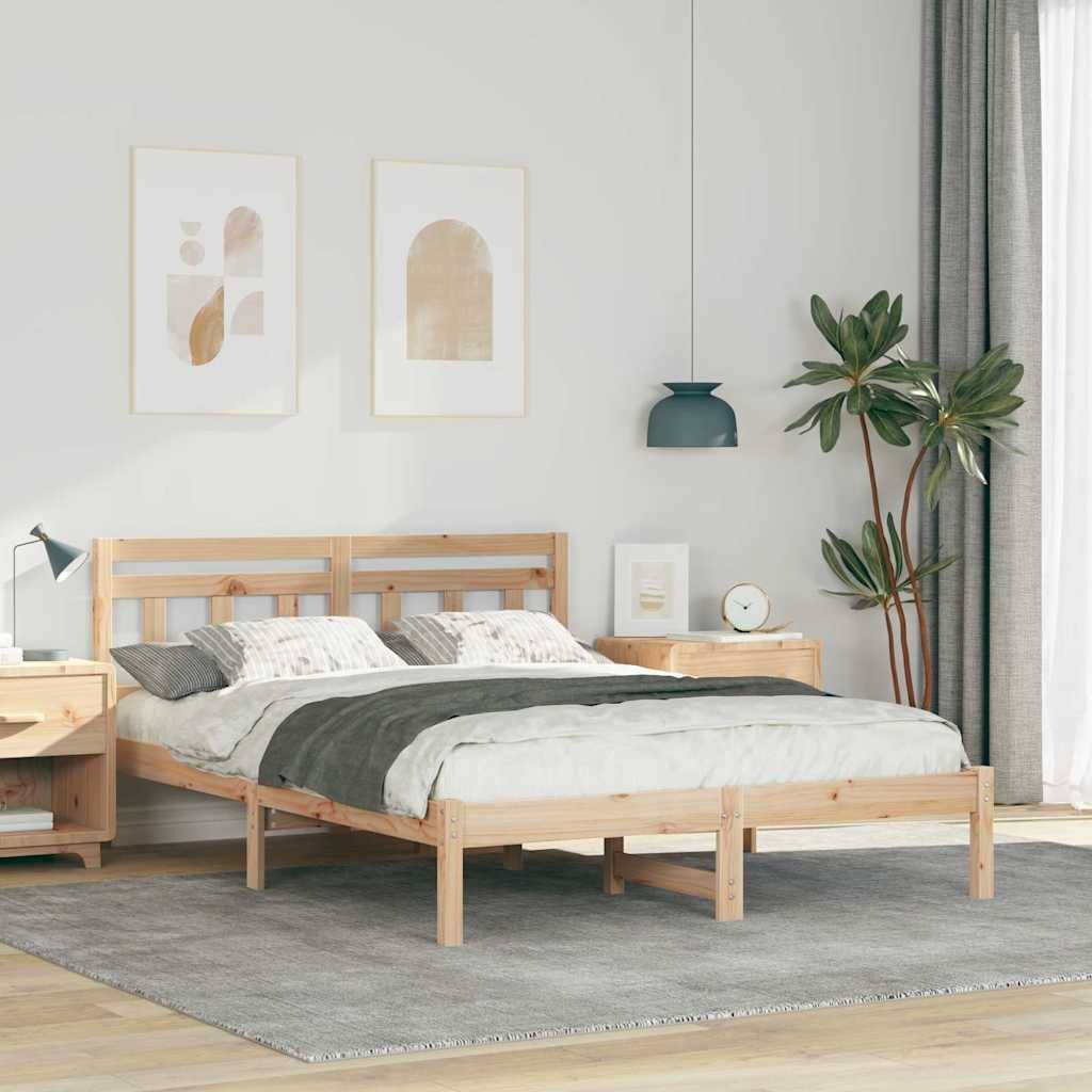 vidaXL Bettrahmen Braun 120 x 200 cm Massives Kiefernholz