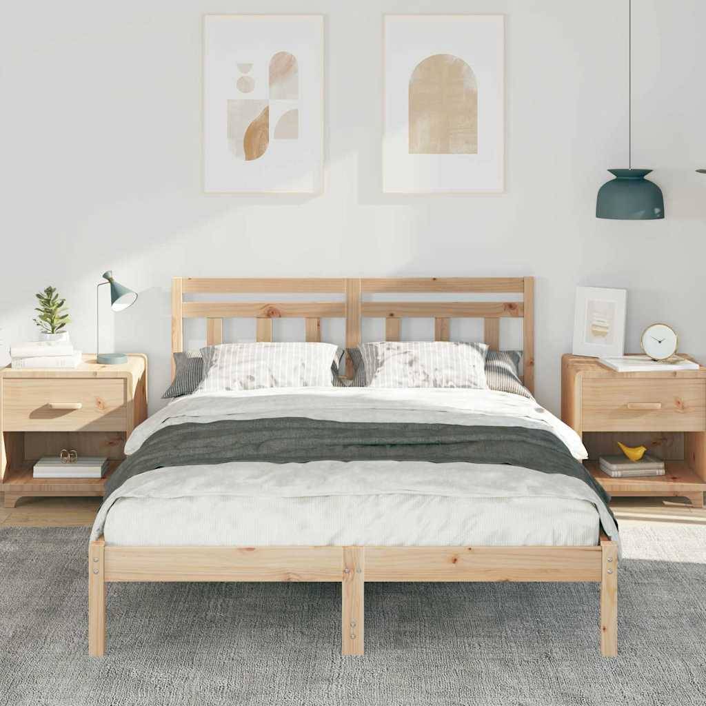 vidaXL Bettrahmen Braun 120 x 200 cm Massives Kiefernholz