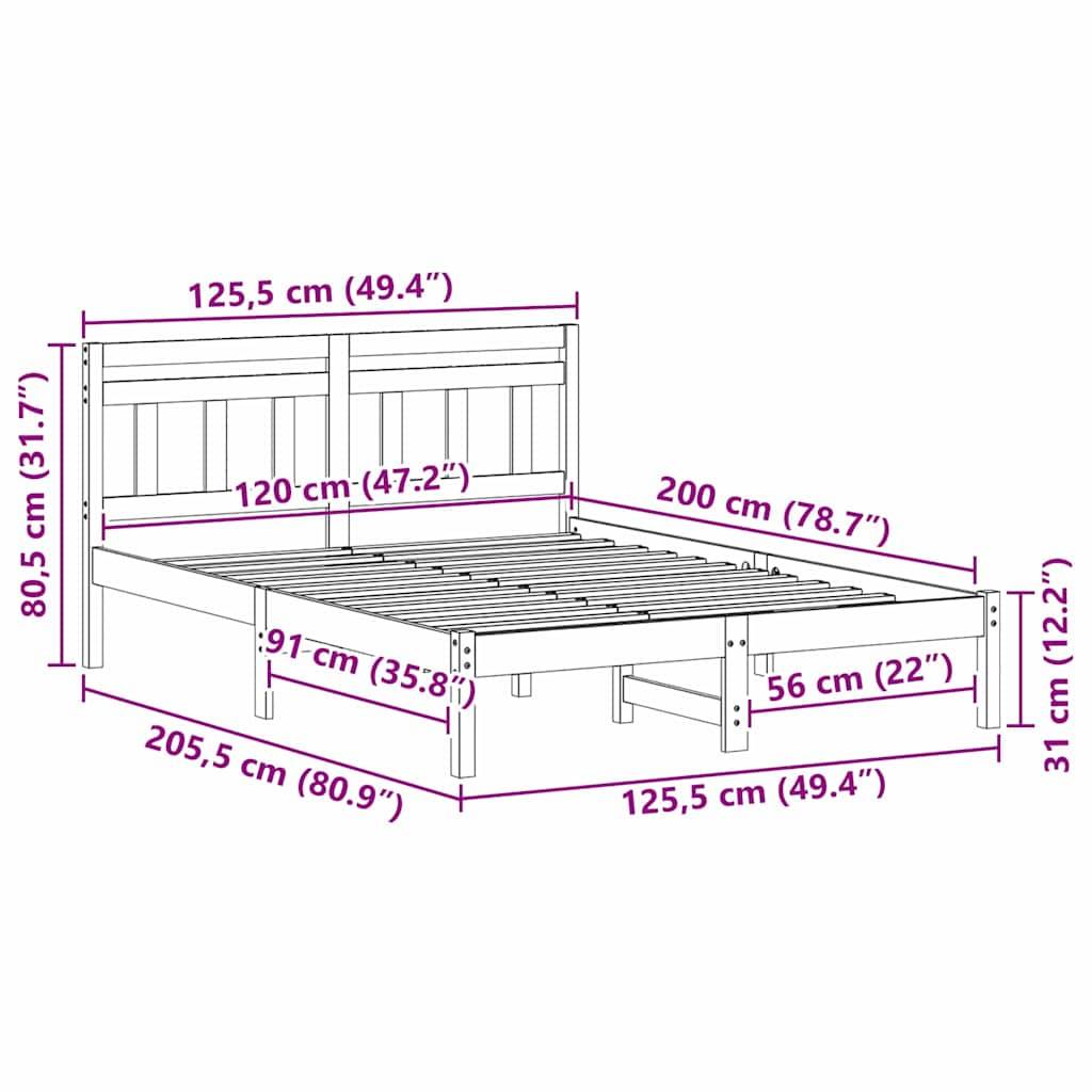 vidaXL Bettrahmen Weiß 120 x 200 cm Massives Kiefernholz