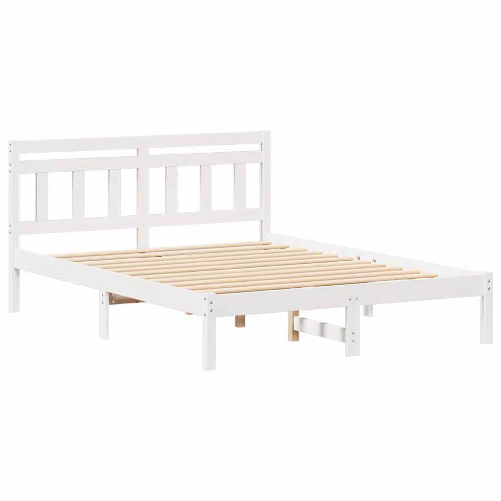vidaXL Bettrahmen Weiß 140 x 190 cm Massives Kiefernholz